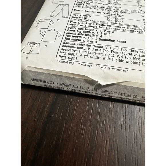 5398 Vintage Simplicity Sewing Pattern unisex Pullover Top Pants Shorts 1-3 1981 - Picture 2 of 4
